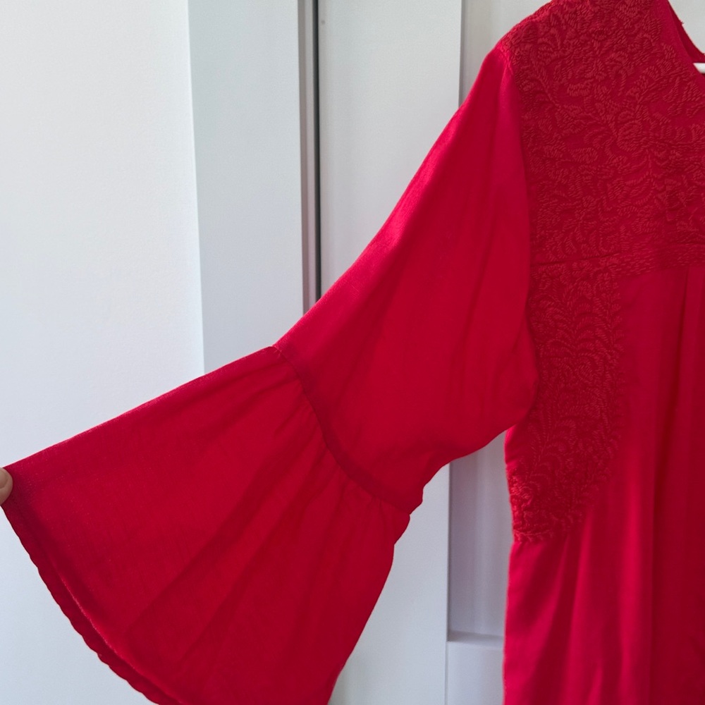 J. Marie Regina Embroidered Red Dress - Picture 5 of 12